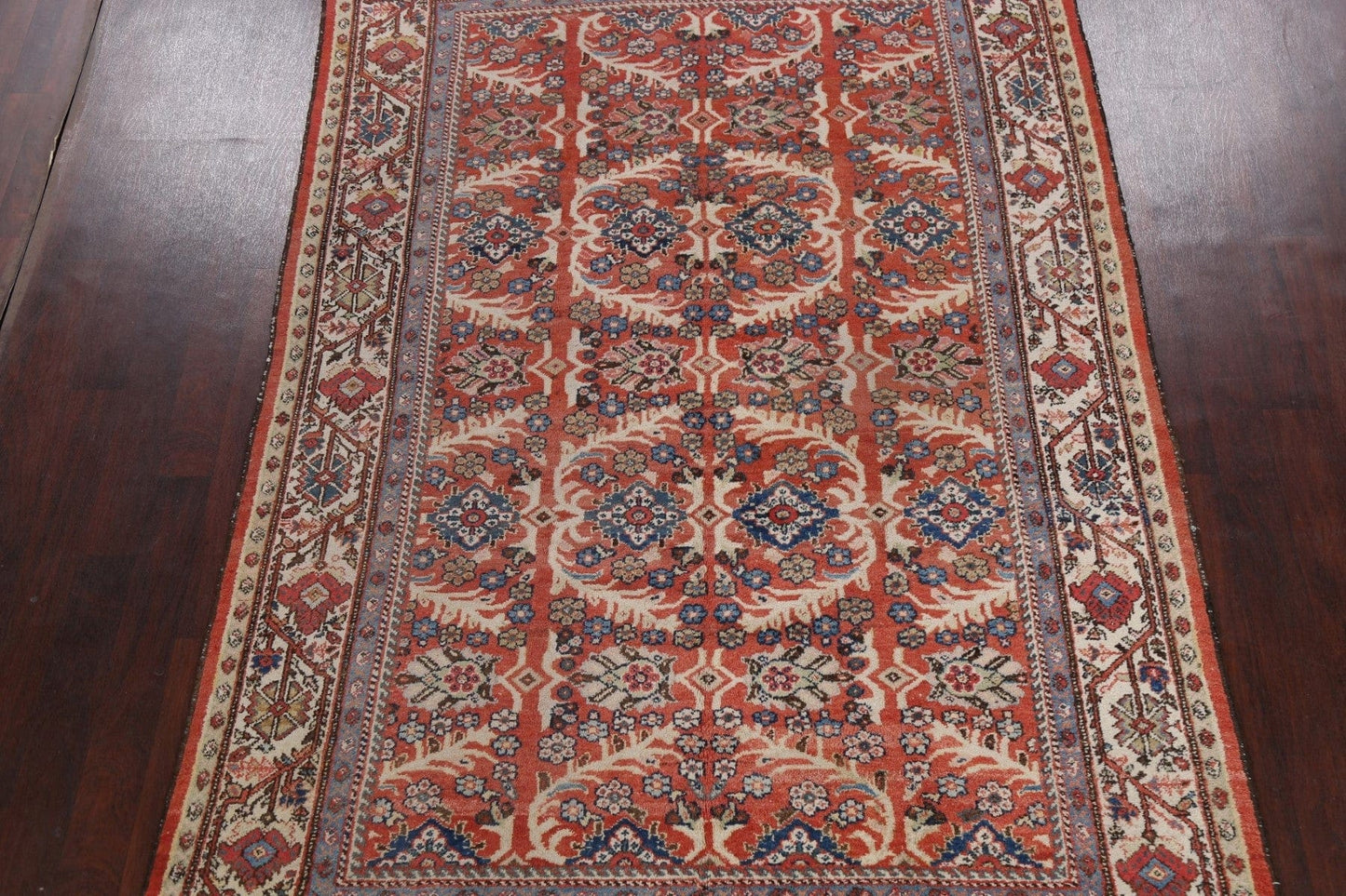 Antique Vegetable Dye Floral Mahal Persian Area Rug 7x10