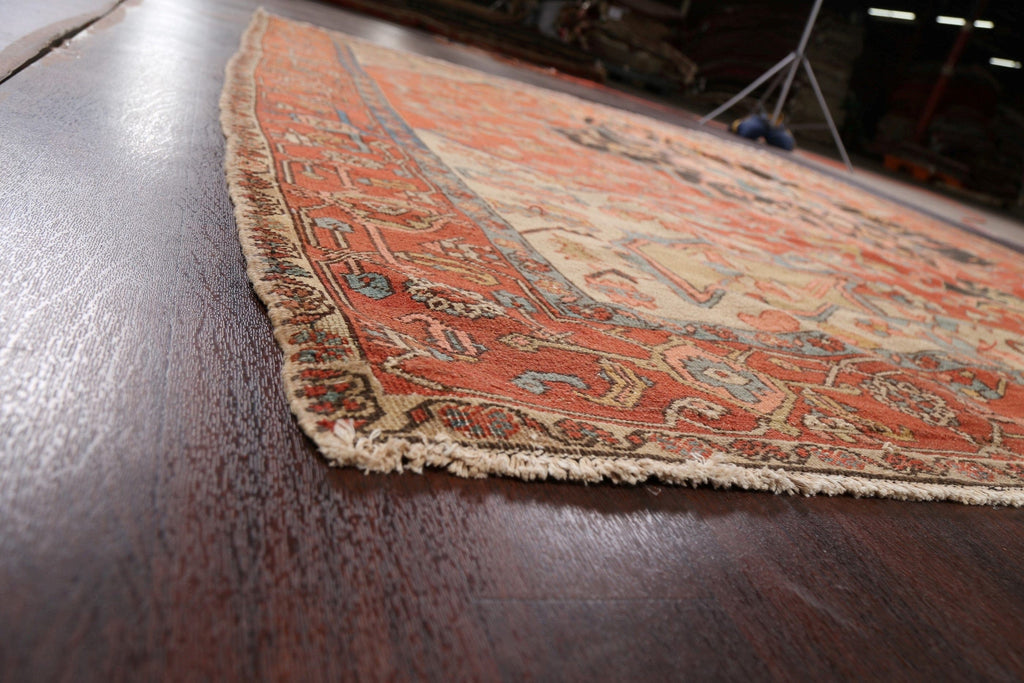 Pre-1900 Antique Vegetable Dye Heriz Serapi Persian Area Rug 9x11