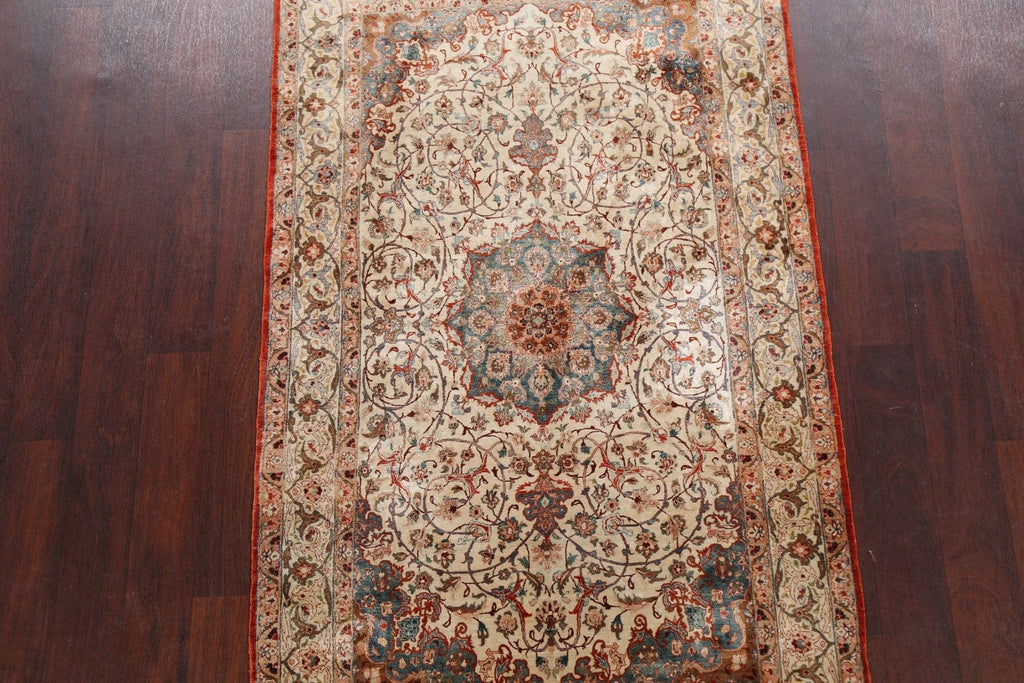 Antique 100% Vegetable Dye Nain Isfahan Persian Area Rug 4x6 SIGNED