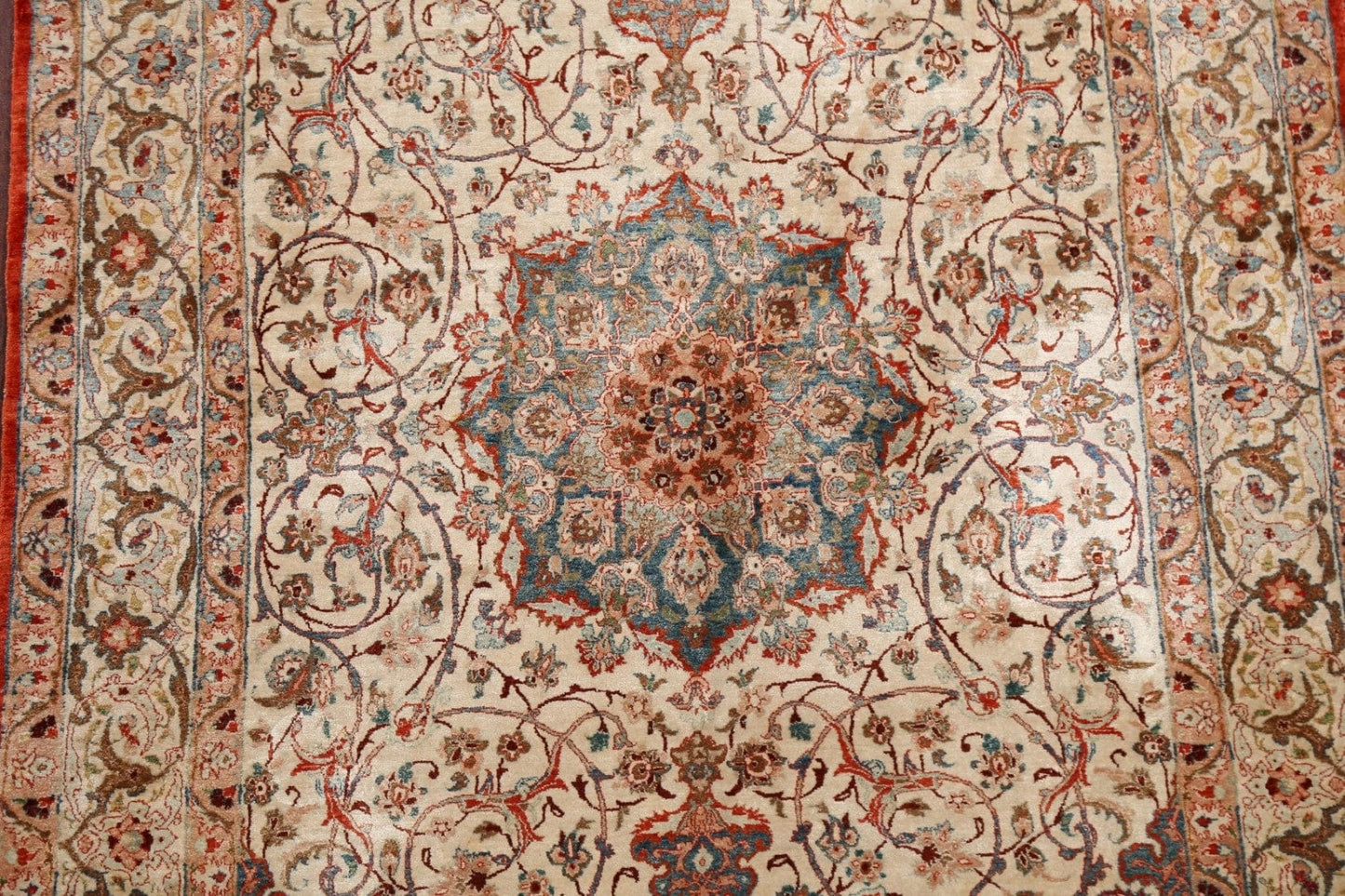 Antique 100% Vegetable Dye Nain Isfahan Persian Area Rug 4x6 SIGNED