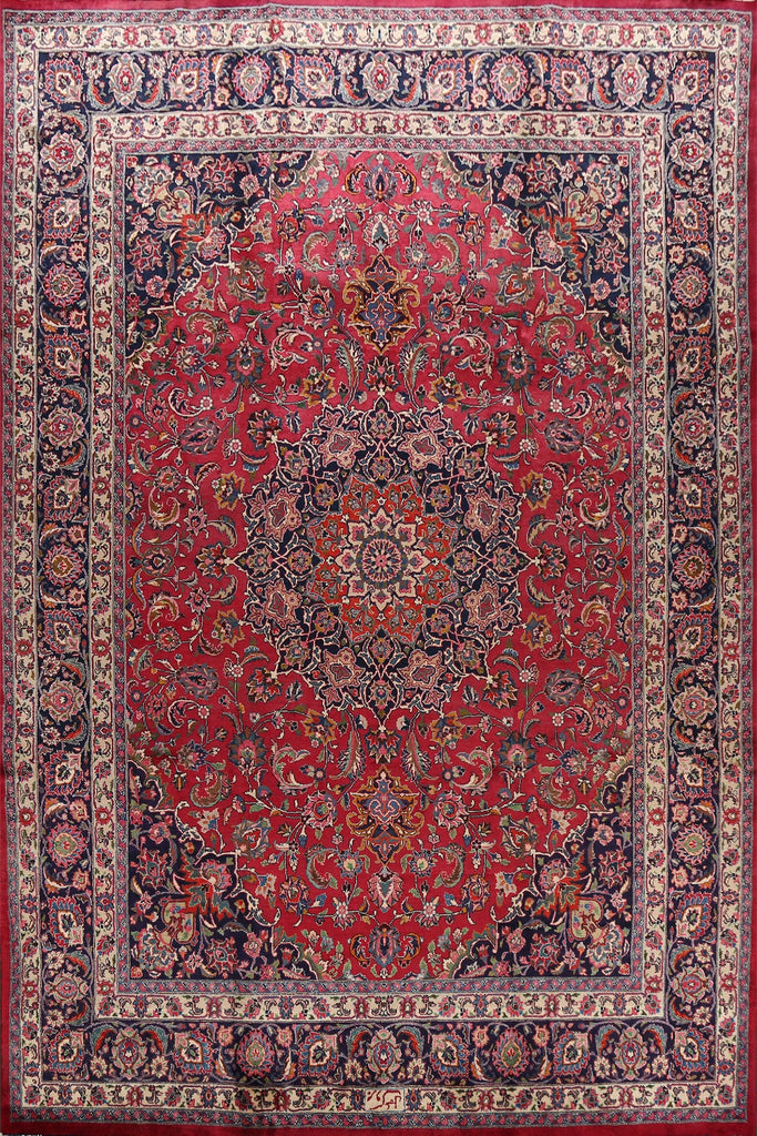 100% Vegetable Dye Mashad Signed Persian Area Rug 10x13