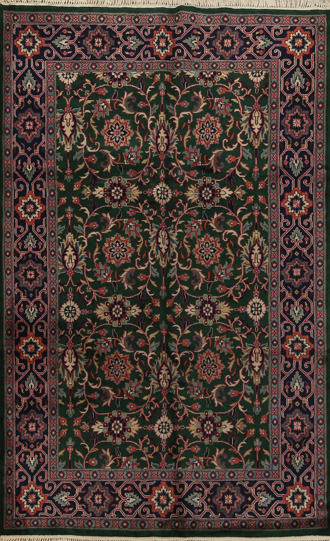 Floral Green Kashan Oriental Area Rug 6x9