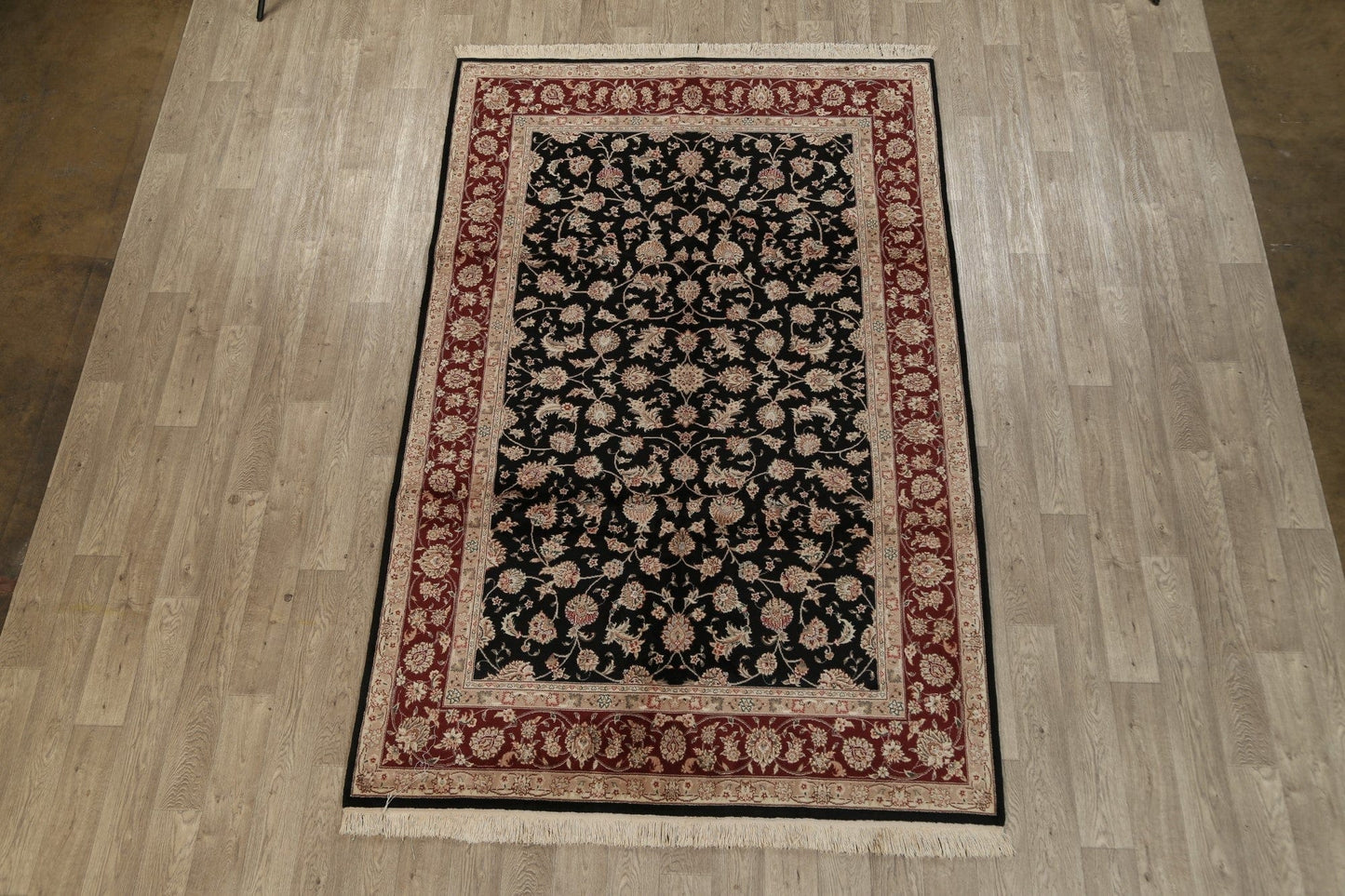 Wool/ Silk Floral Kashan Oriental Area Rug 6x10