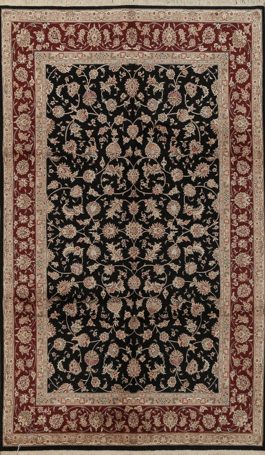 Wool/ Silk Floral Kashan Oriental Area Rug 6x10