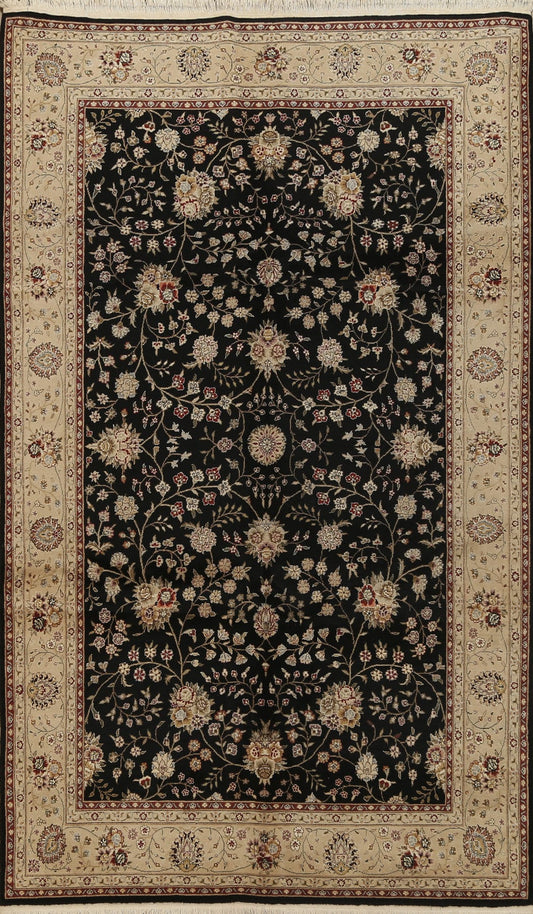 Wool/ Silk Floral Kashan Oriental Area Rug 6x9