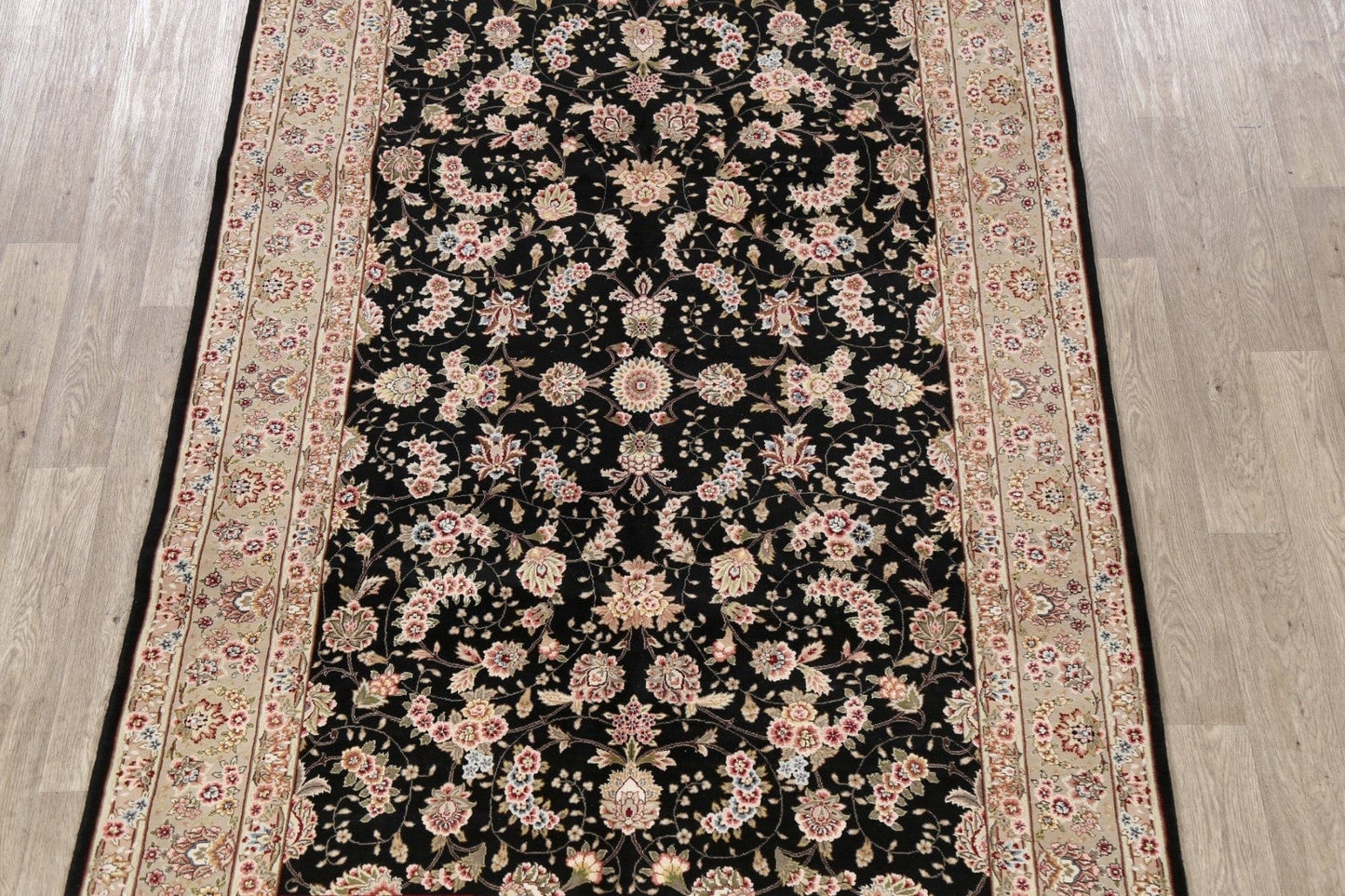 Wool/ Silk Floral Kashan Oriental Area Rug 6x9