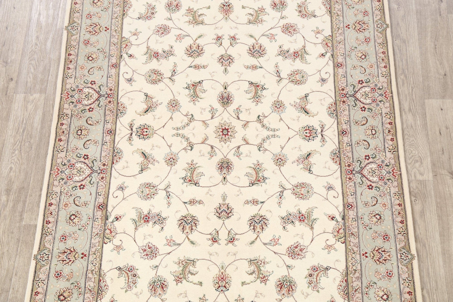 Wool/ Silk Floral Kashan Oriental Area Rug 5x7