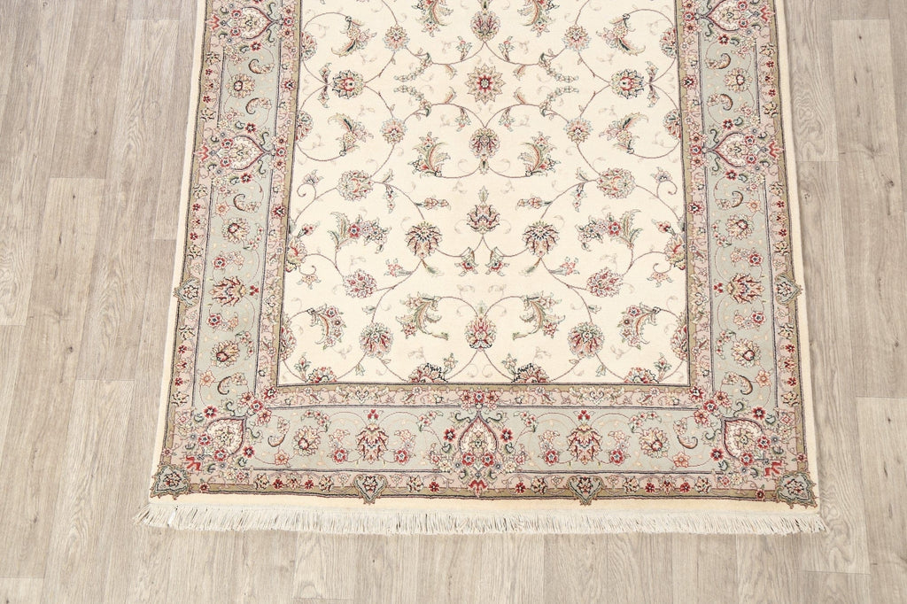 Wool/ Silk Floral Kashan Oriental Area Rug 5x7