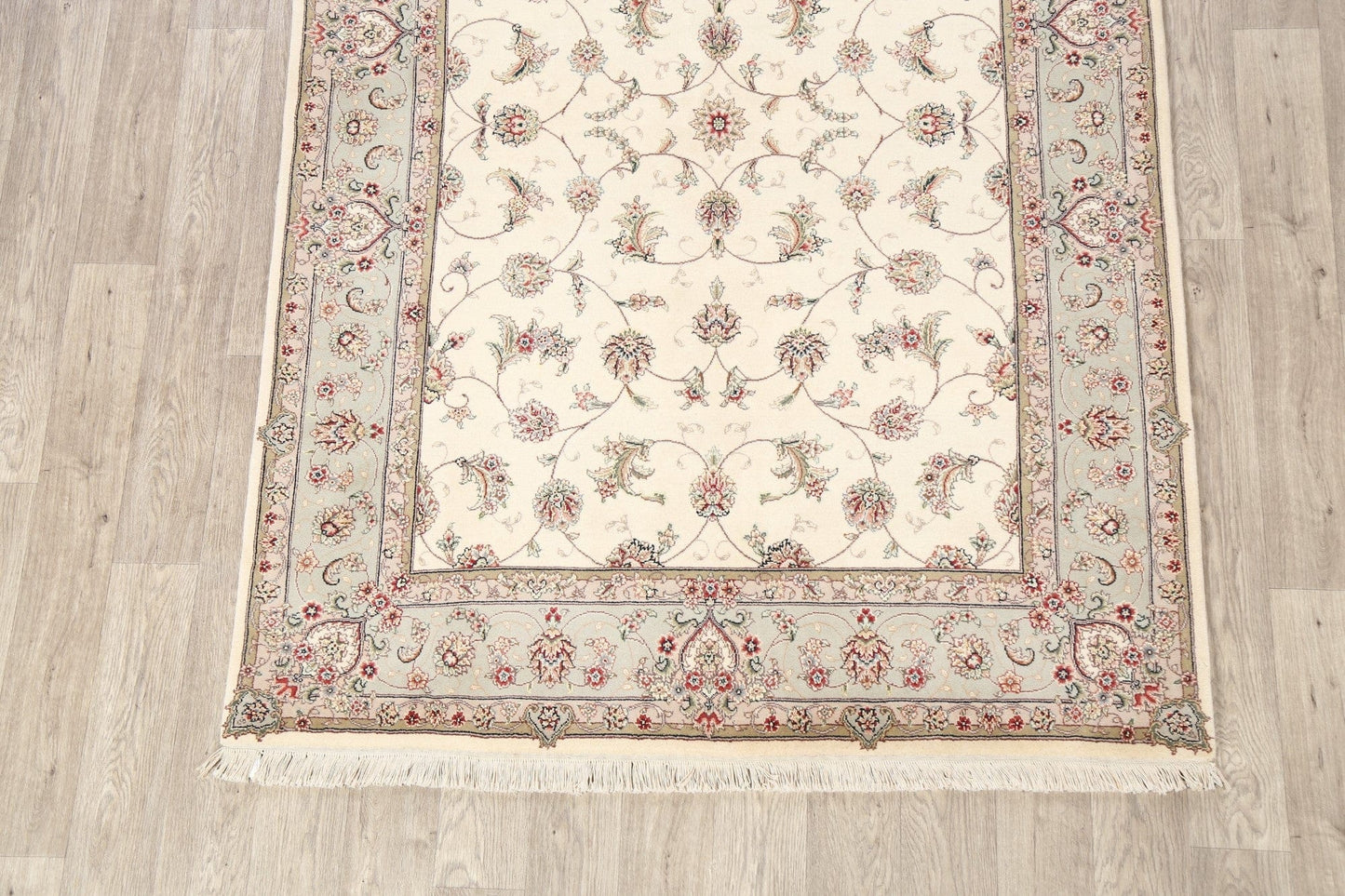 Wool/ Silk Floral Kashan Oriental Area Rug 5x7