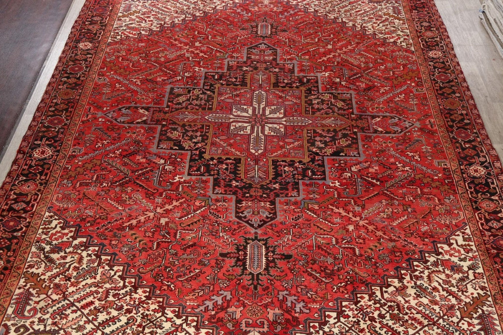 100% Vegetable Dye Geometric Heriz Persian Area Rug 12x15