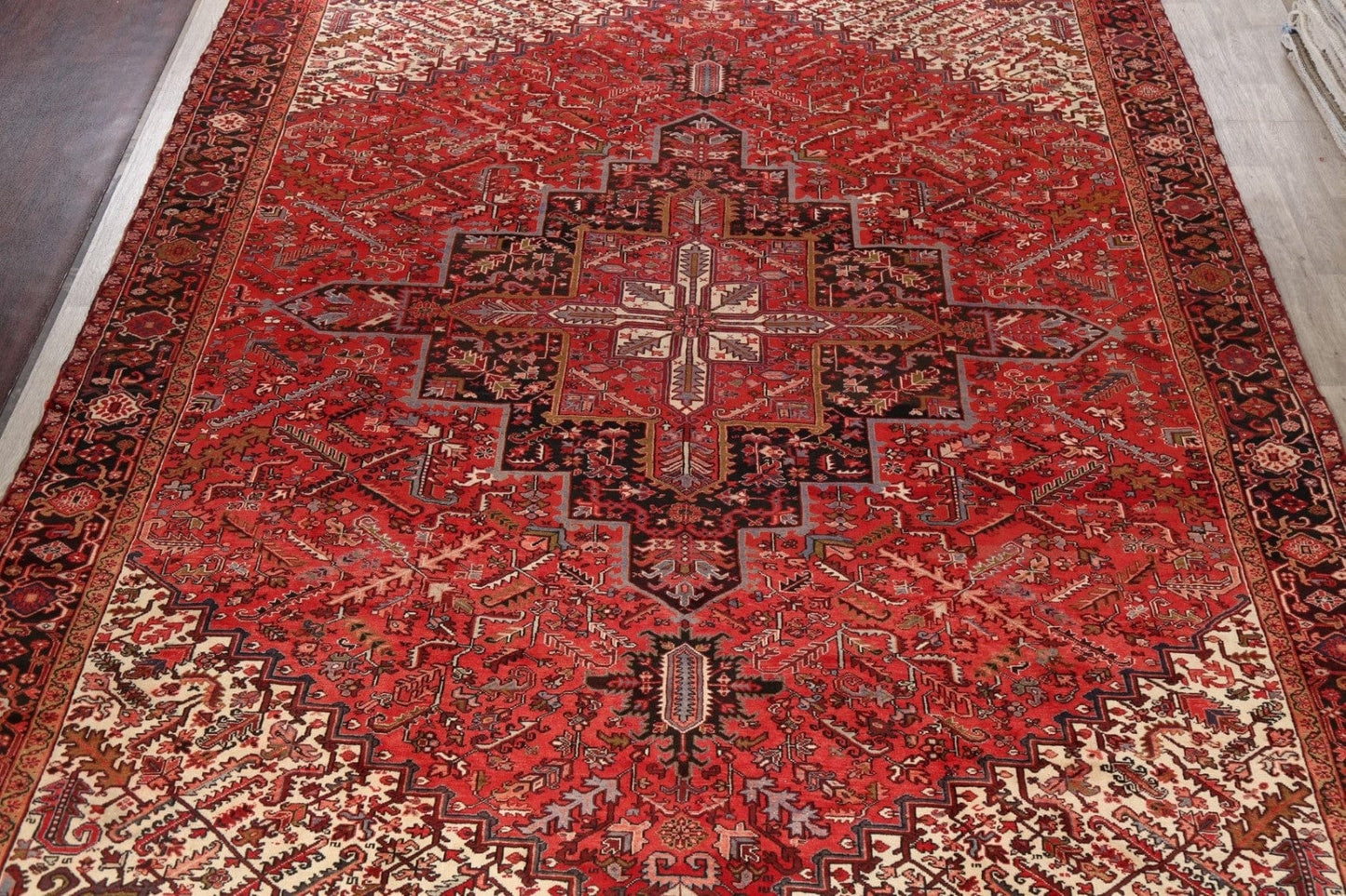 100% Vegetable Dye Geometric Heriz Persian Area Rug 12x15