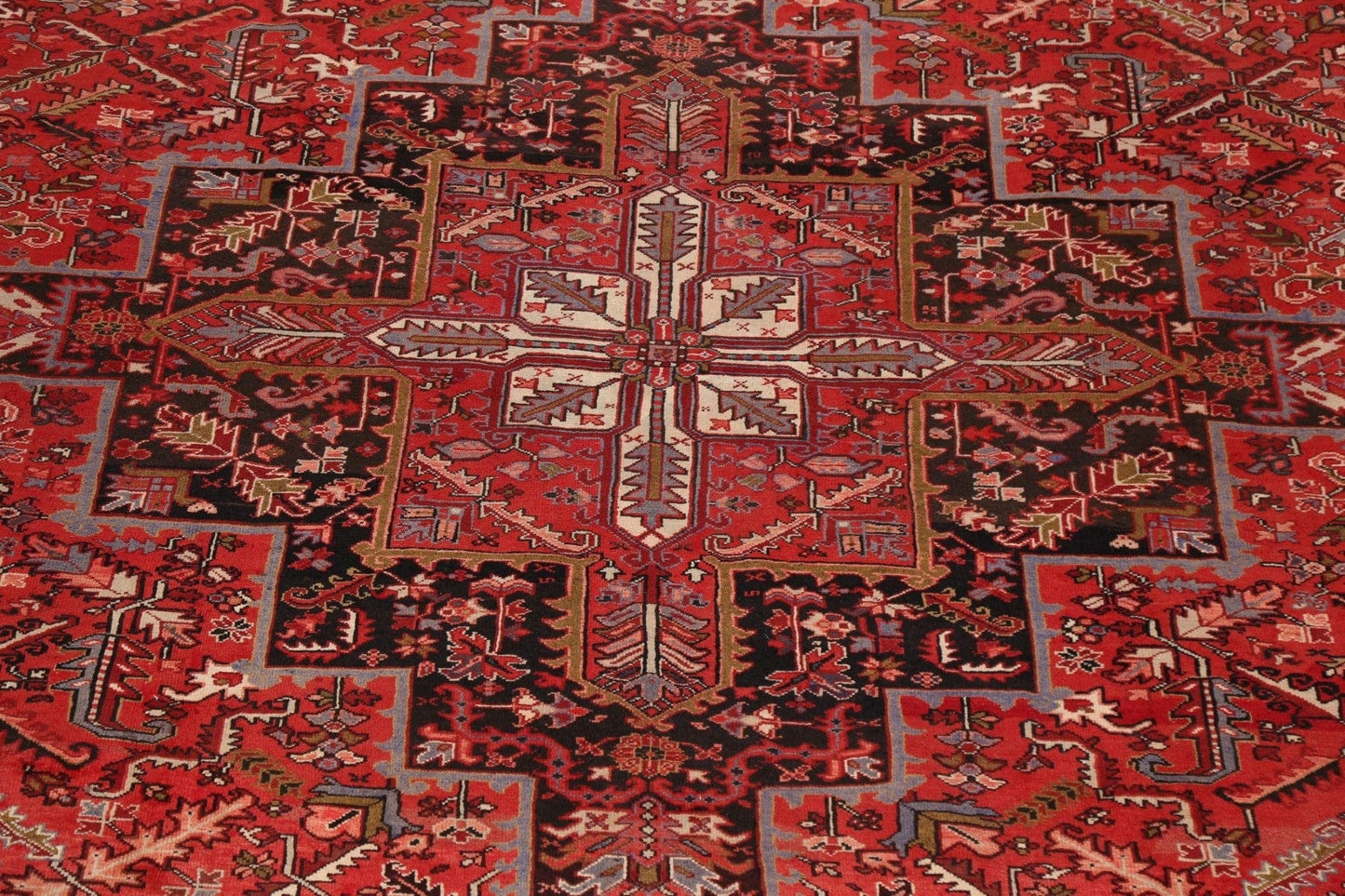 100% Vegetable Dye Geometric Heriz Persian Area Rug 12x15