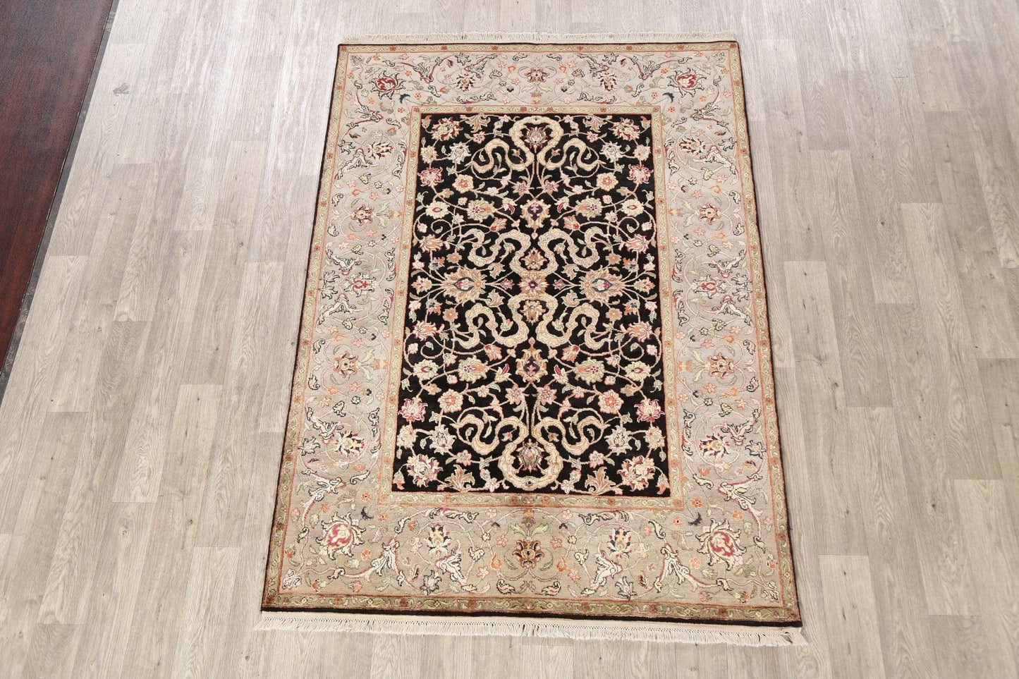 Wool/ Silk Floral Tabriz Oriental Area Rug 5x7