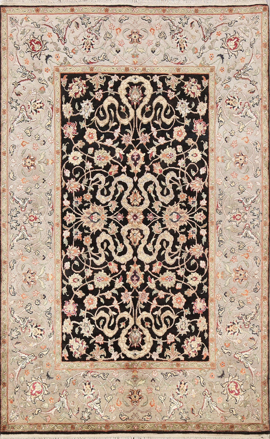 Wool/ Silk Floral Tabriz Oriental Area Rug 5x7