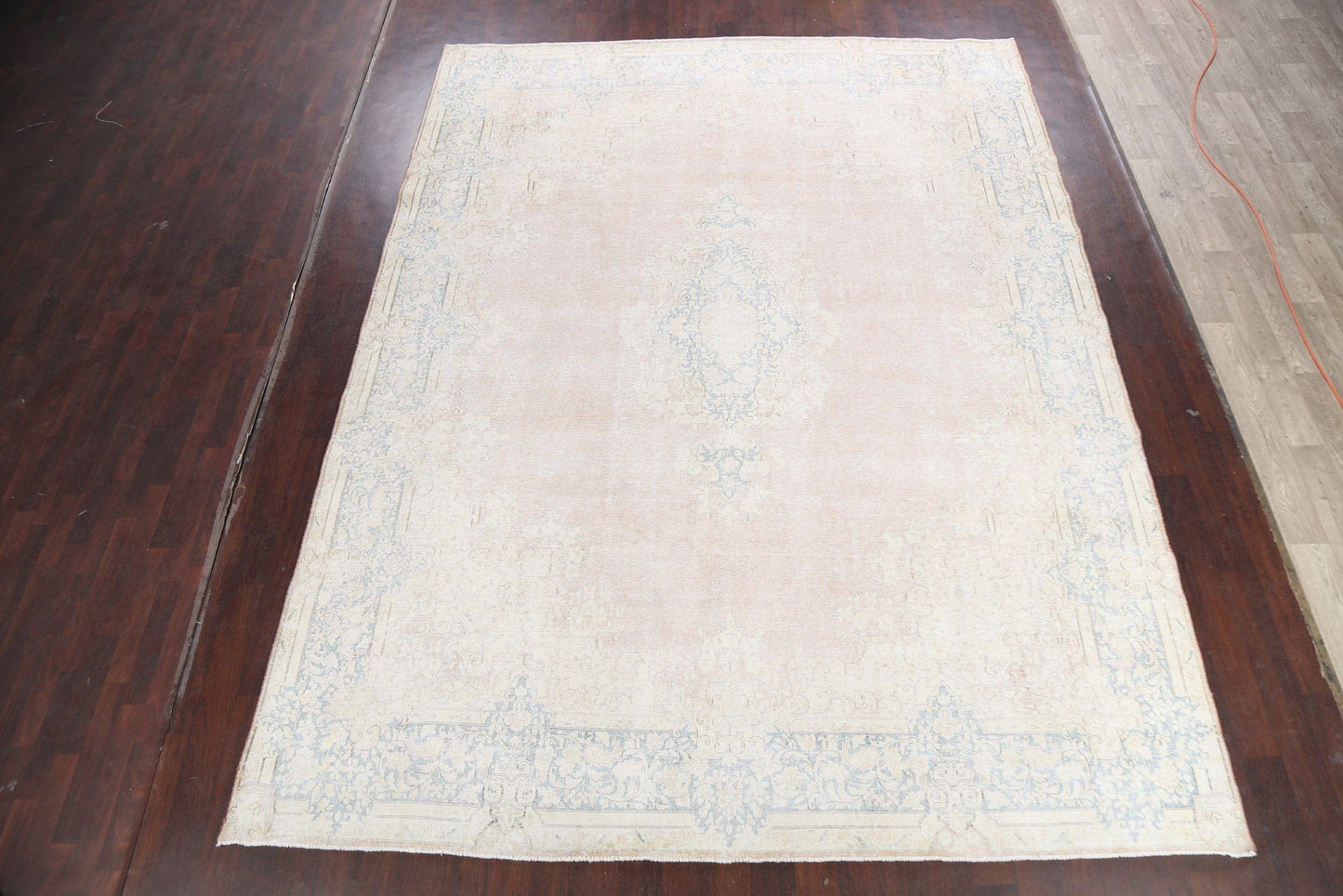 Muted Distressed Kerman Persian Area Rug 10x13