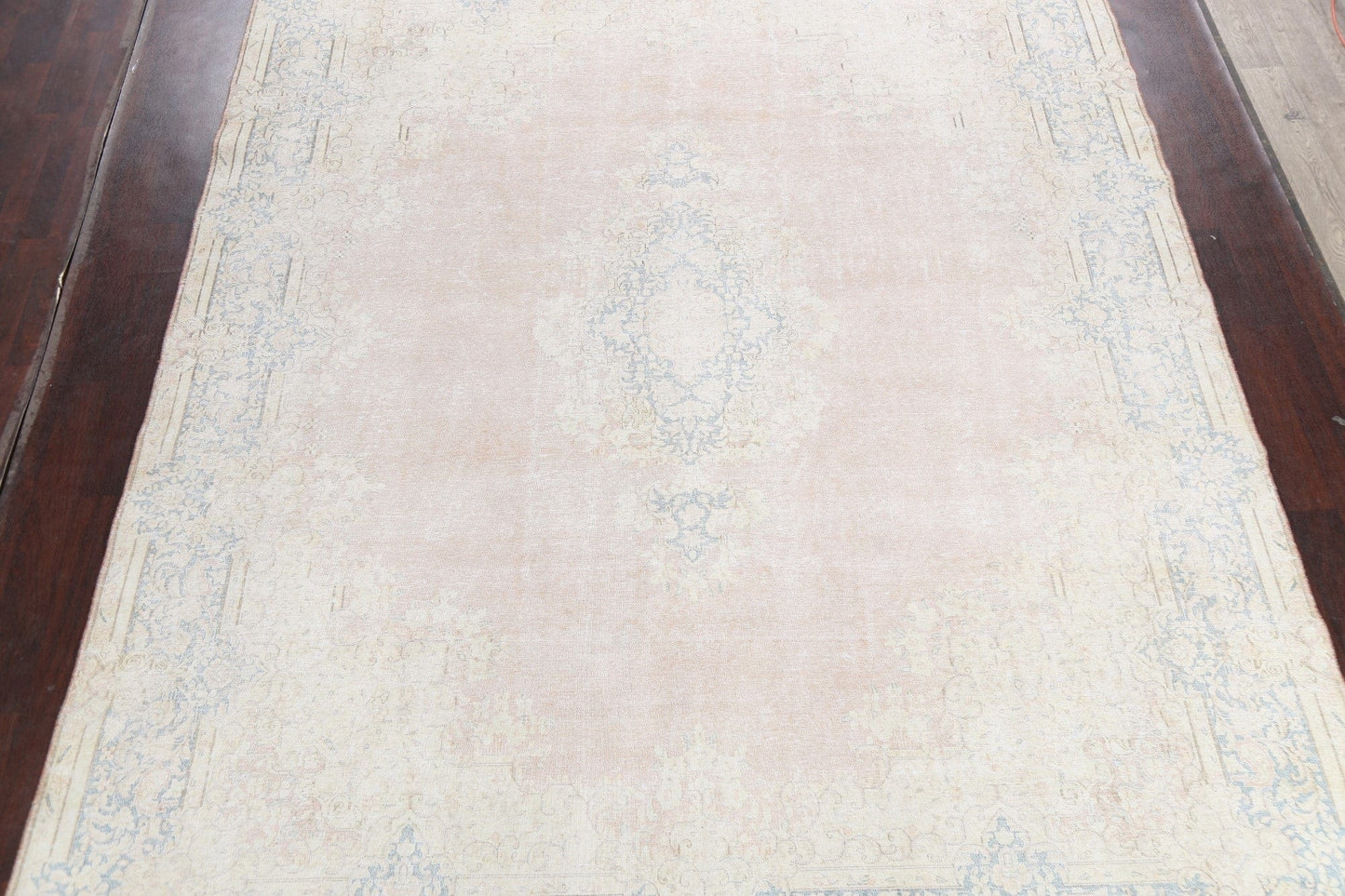 Muted Distressed Kerman Persian Area Rug 10x13