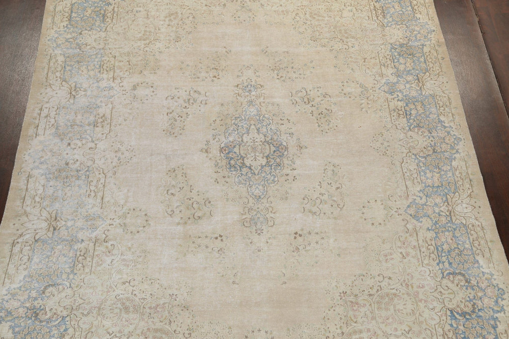 Muted Distressed Kerman Persian Area Rug 10x13