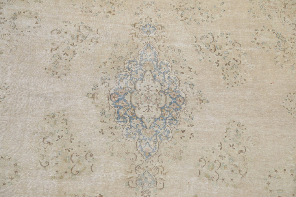 Muted Distressed Kerman Persian Area Rug 10x13