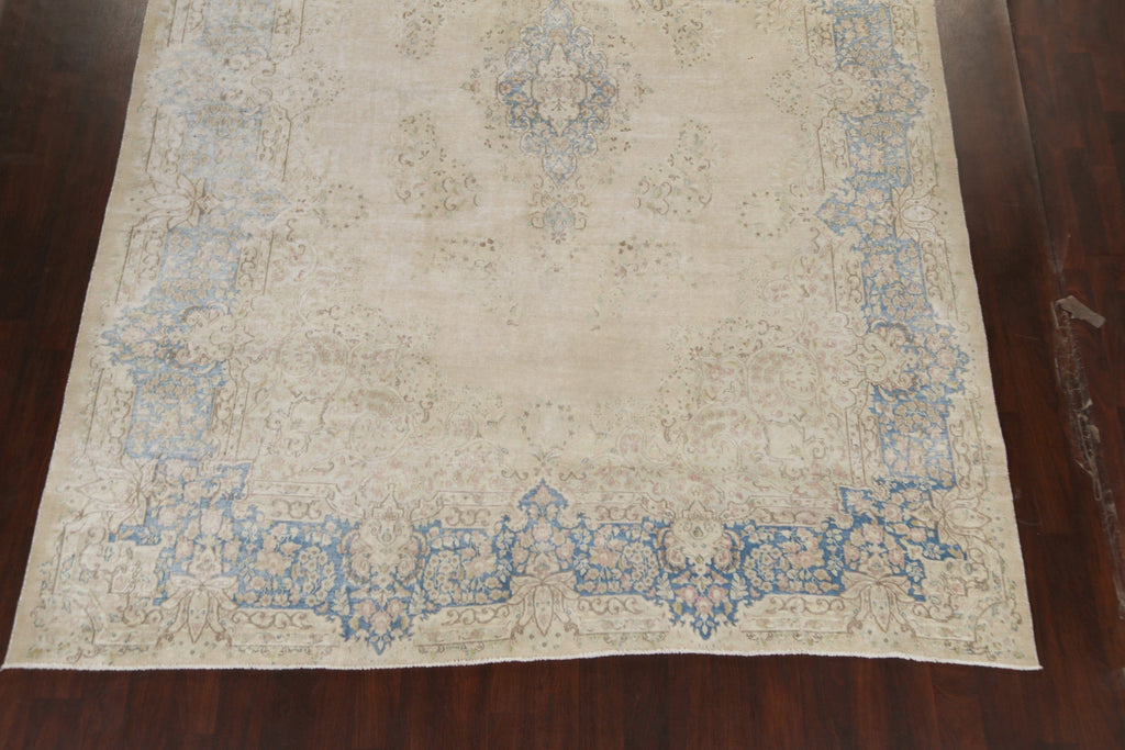 Muted Distressed Kerman Persian Area Rug 10x13