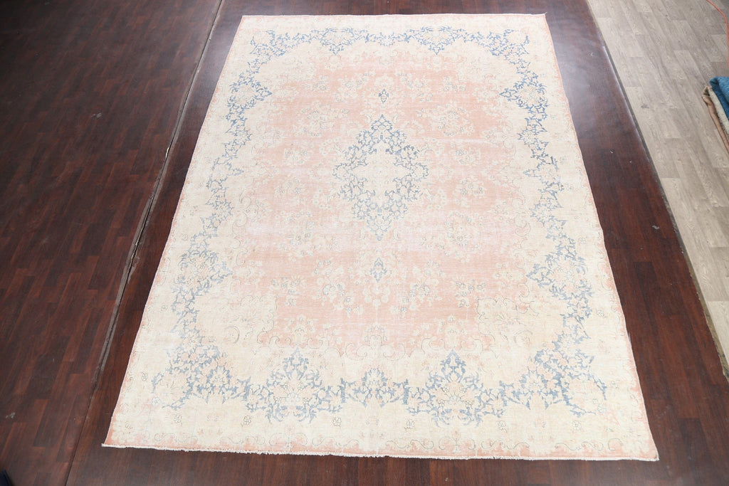 Muted Distressed Kerman Persian Area Rug 10x13