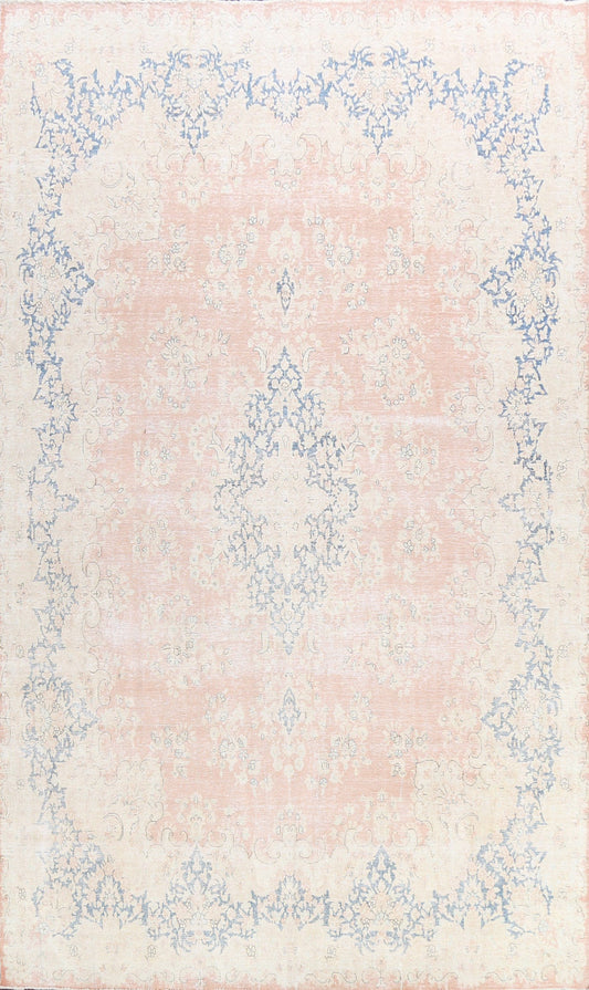 Muted Distressed Kerman Persian Area Rug 10x13