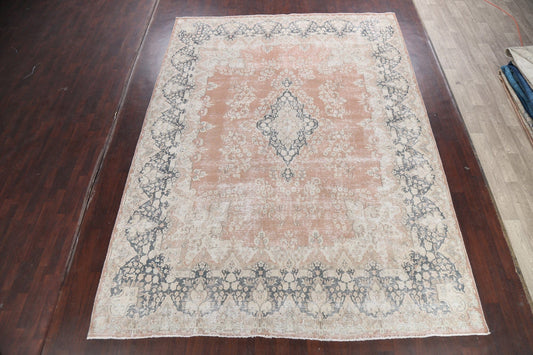 Muted Distressed Kerman Persian Area Rug 10x13