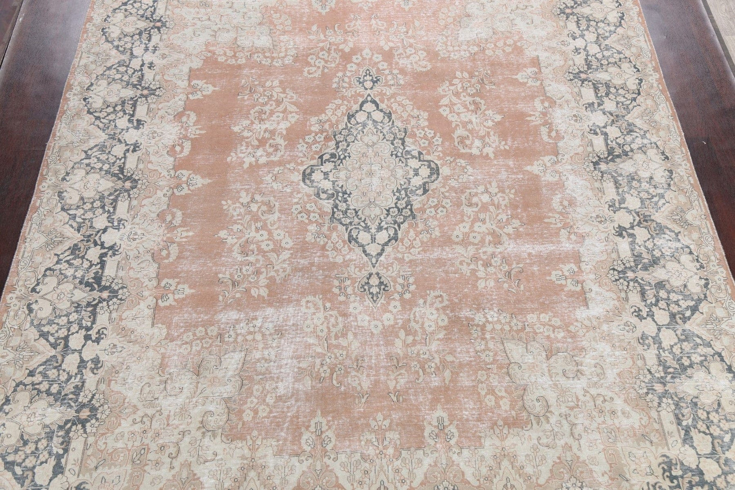 Muted Distressed Kerman Persian Area Rug 10x13