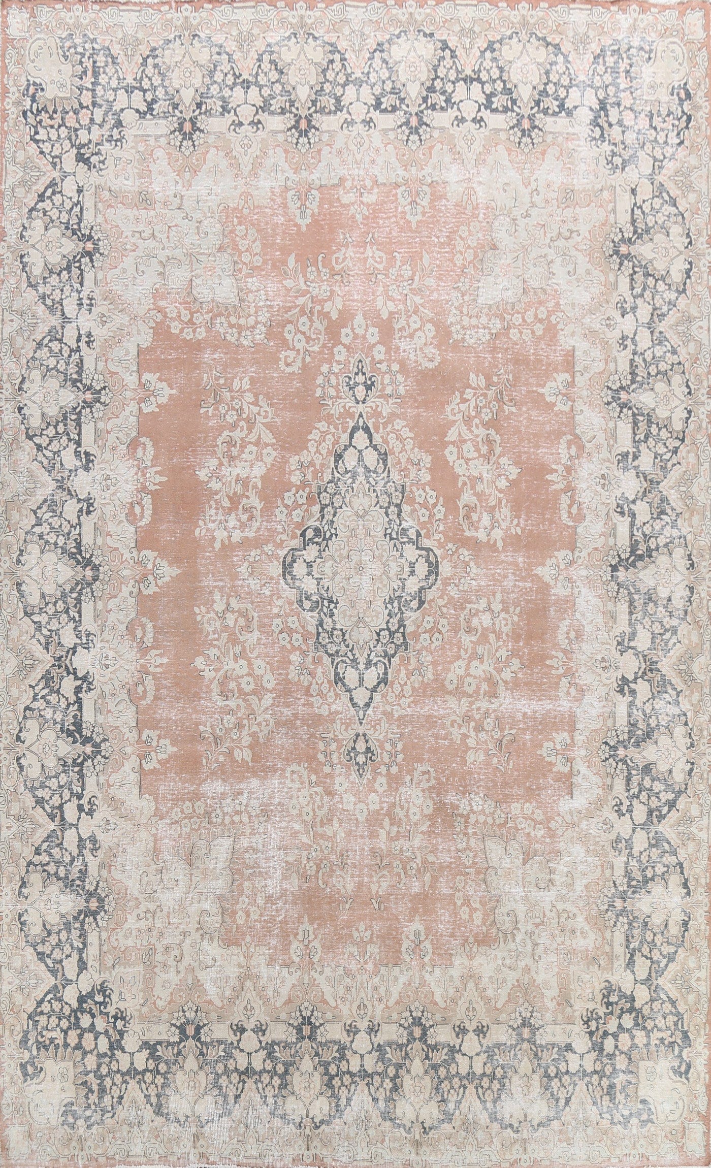 Muted Distressed Kerman Persian Area Rug 10x13