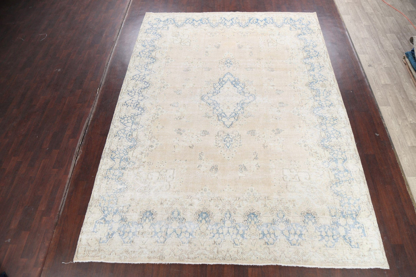 Muted Distressed Kerman Persian Area Rug 10x13