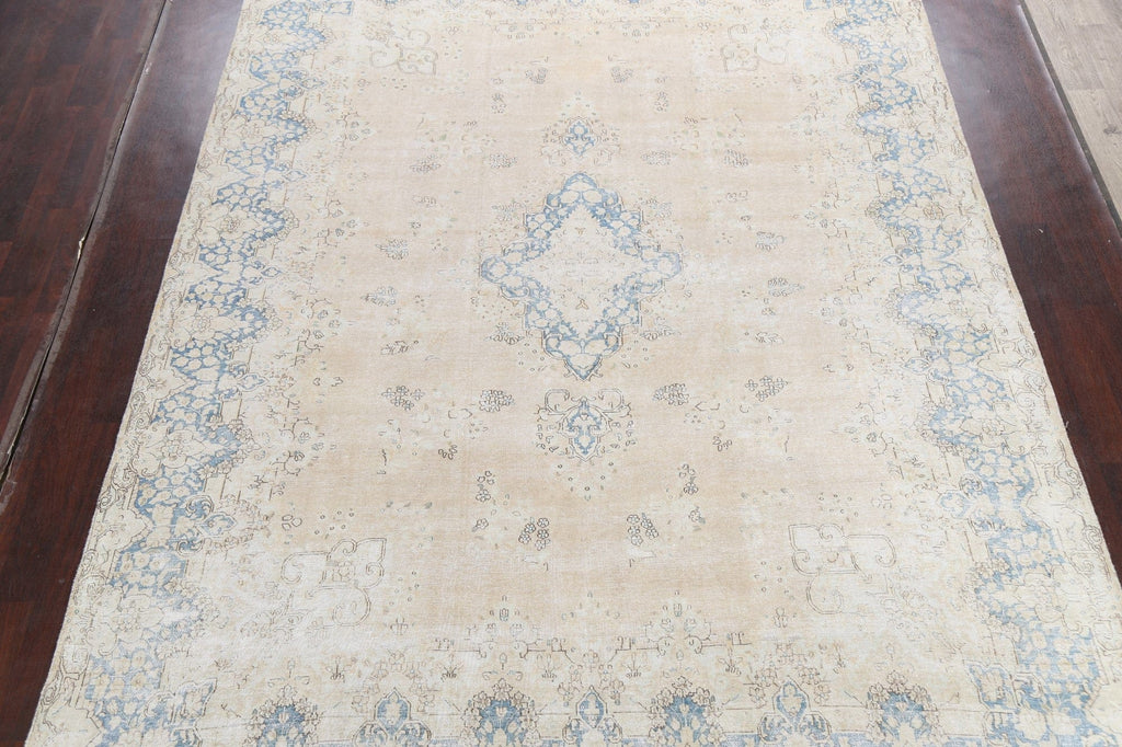 Muted Distressed Kerman Persian Area Rug 10x13