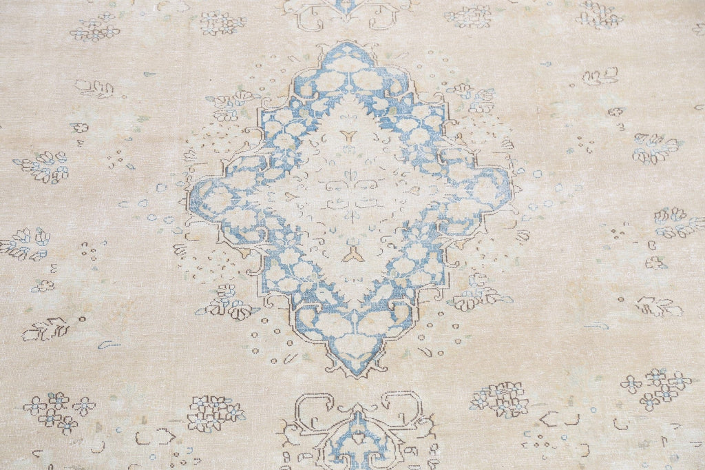 Muted Distressed Kerman Persian Area Rug 10x13