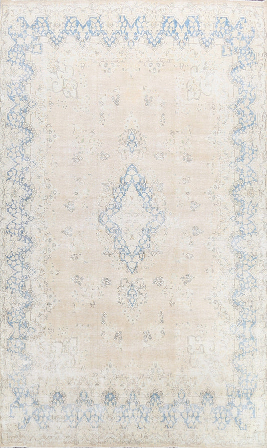 Muted Distressed Kerman Persian Area Rug 10x13