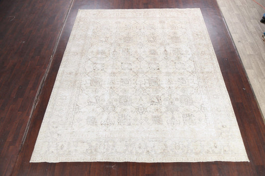 Muted Distressed Tabriz Persian Area Rug 10x12