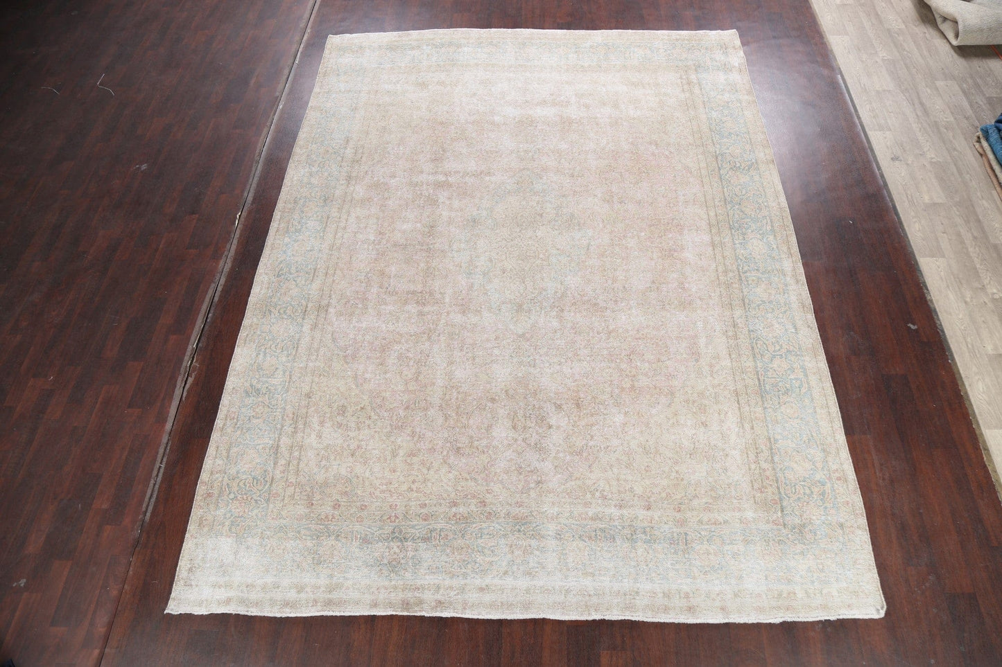 Muted Distressed Kerman Persian Area Rug 9x13