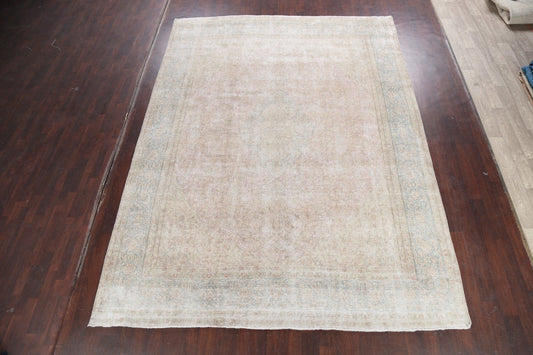 Muted Distressed Kerman Persian Area Rug 9x13