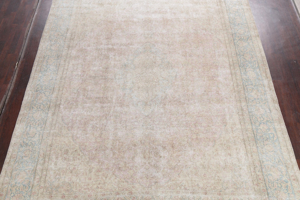 Muted Distressed Kerman Persian Area Rug 9x13