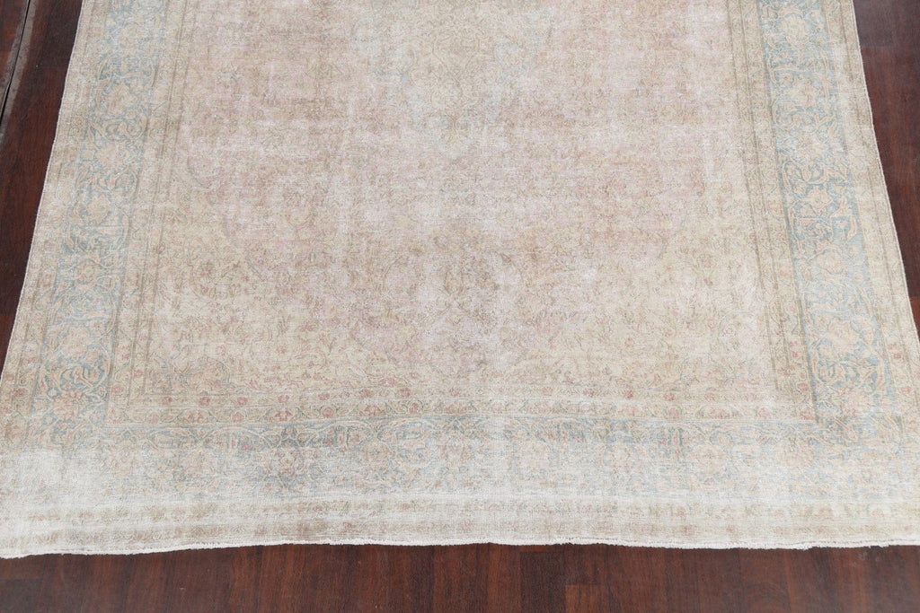 Muted Distressed Kerman Persian Area Rug 9x13