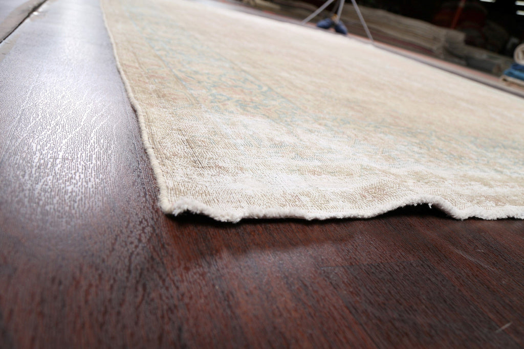 Muted Distressed Kerman Persian Area Rug 9x13