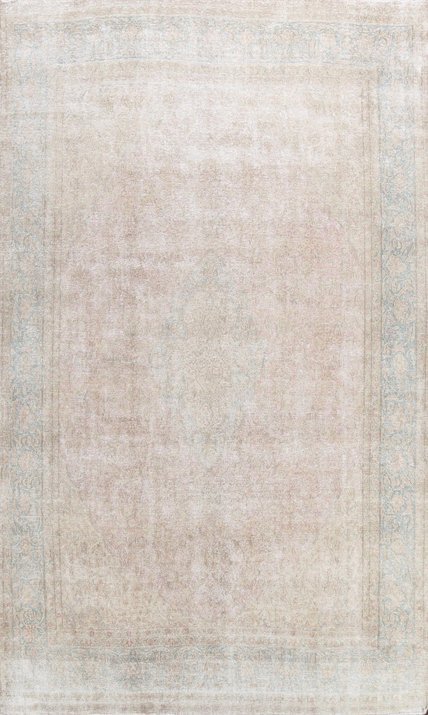 Muted Distressed Kerman Persian Area Rug 9x13