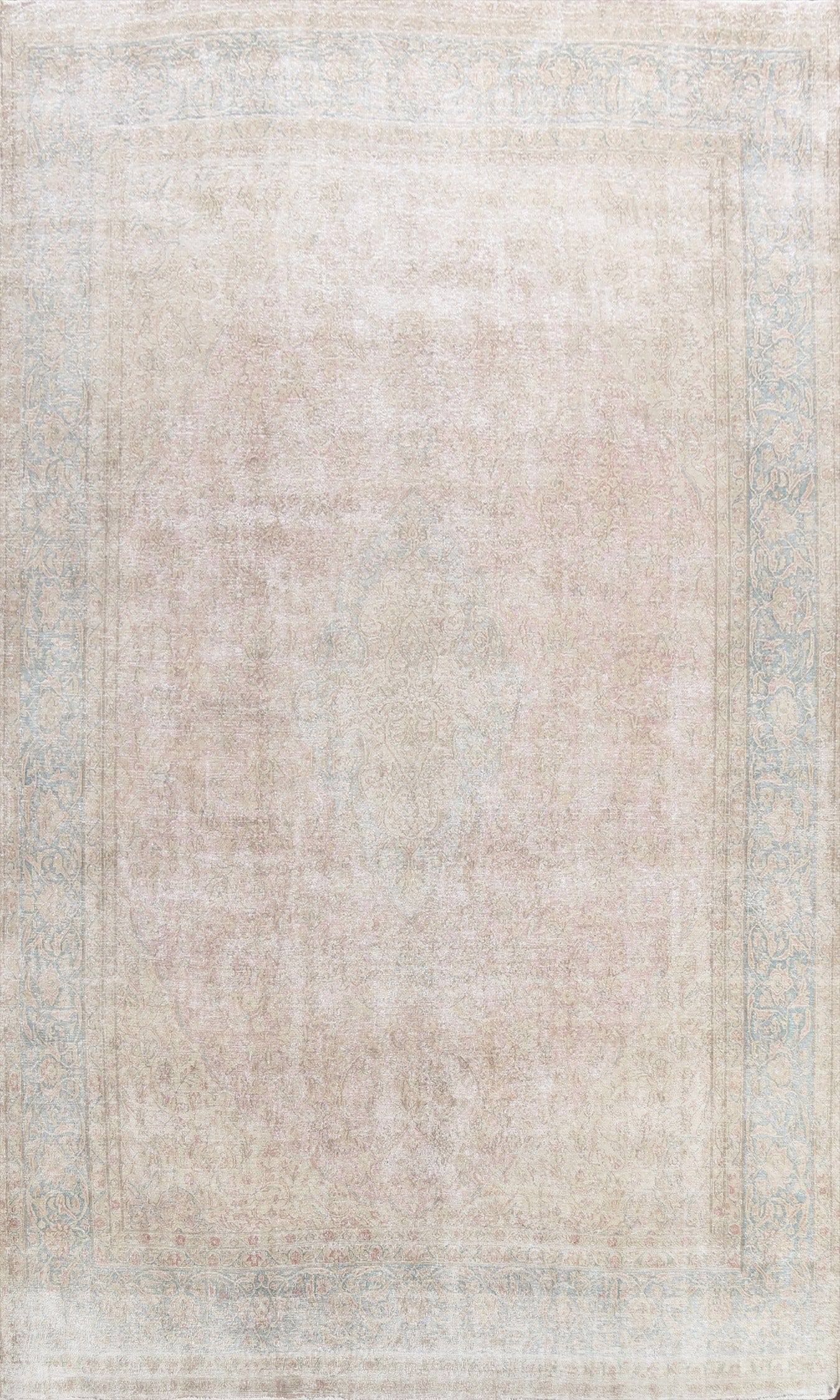 Muted Distressed Kerman Persian Area Rug 9x13