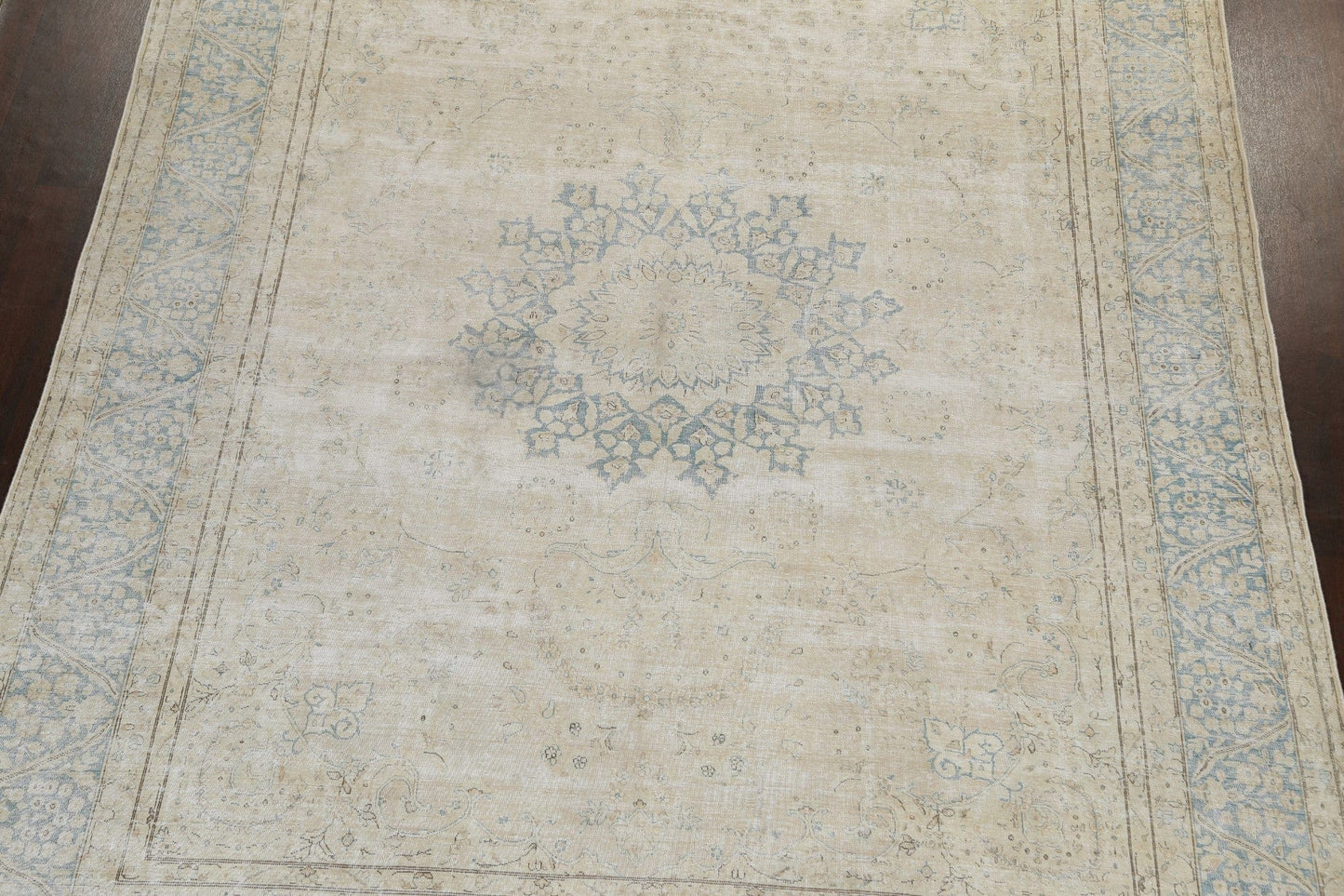 Muted Distressed Kerman Persian Area Rug 10x13