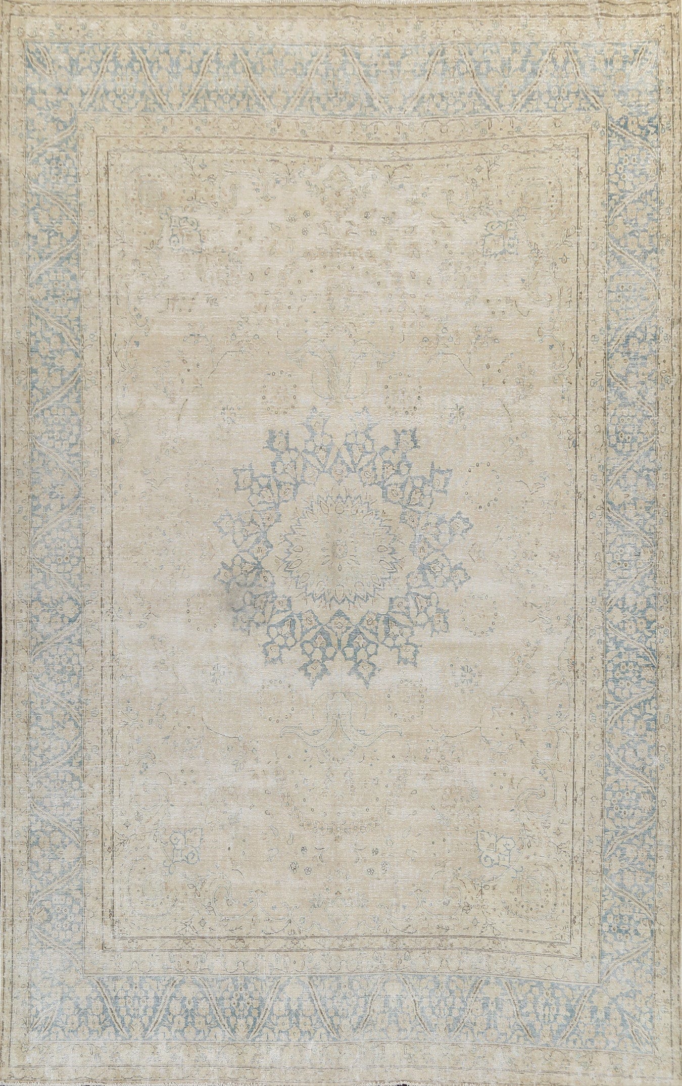 Muted Distressed Kerman Persian Area Rug 10x13