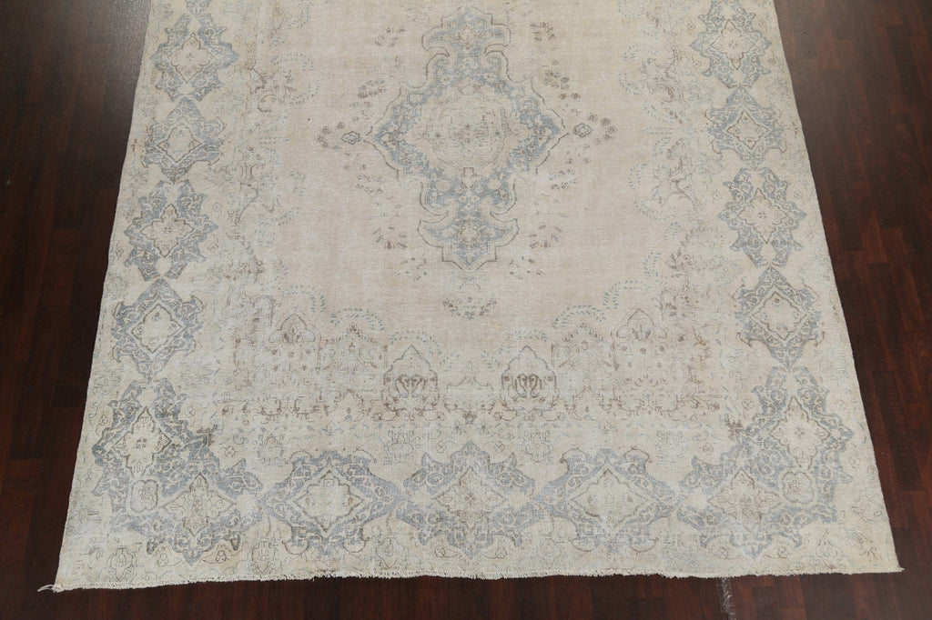 Muted Distressed Kerman Persian Area Rug 10x13