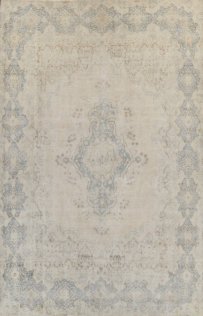 Muted Distressed Kerman Persian Area Rug 10x13