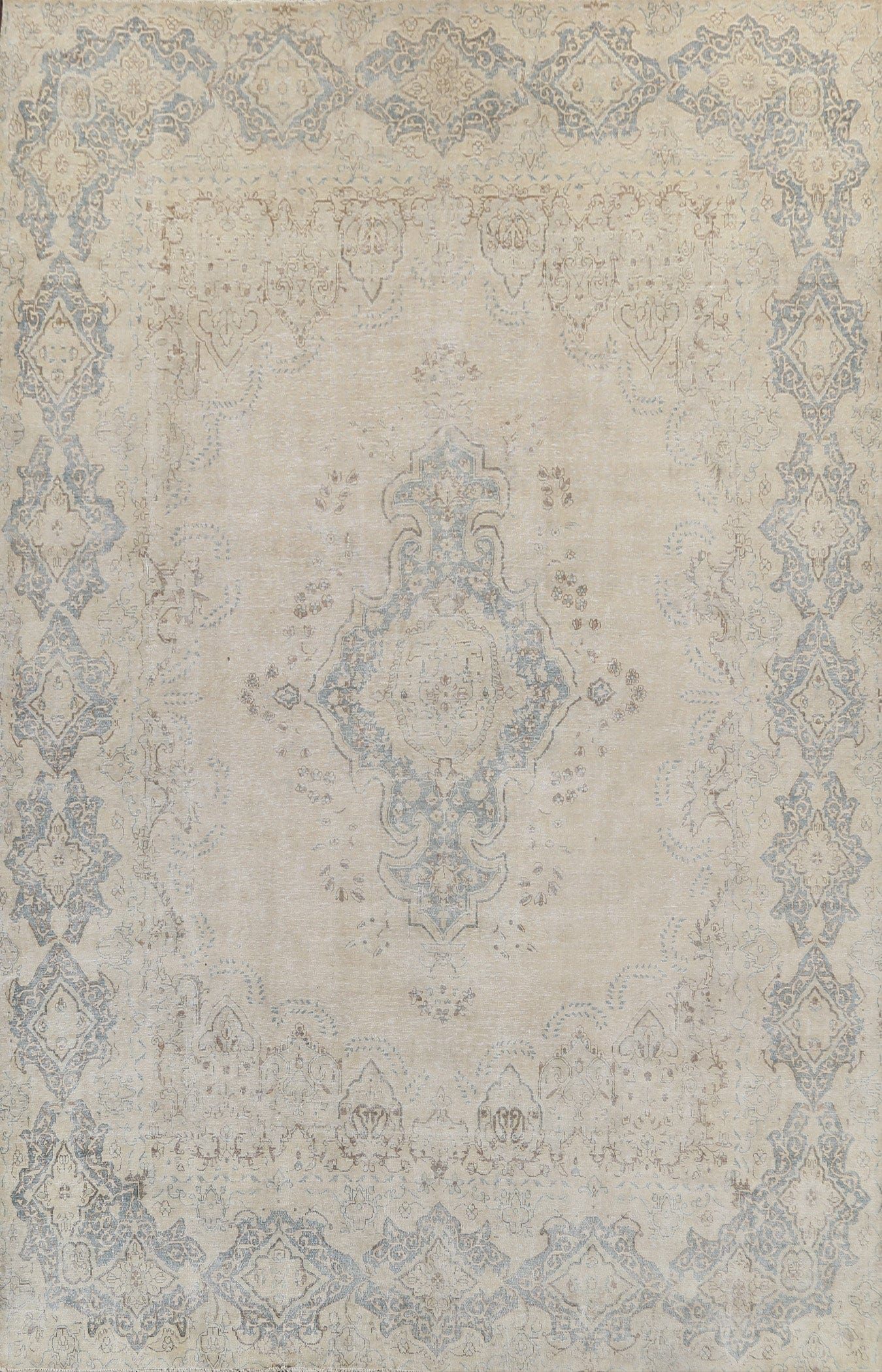 Muted Distressed Kerman Persian Area Rug 10x13