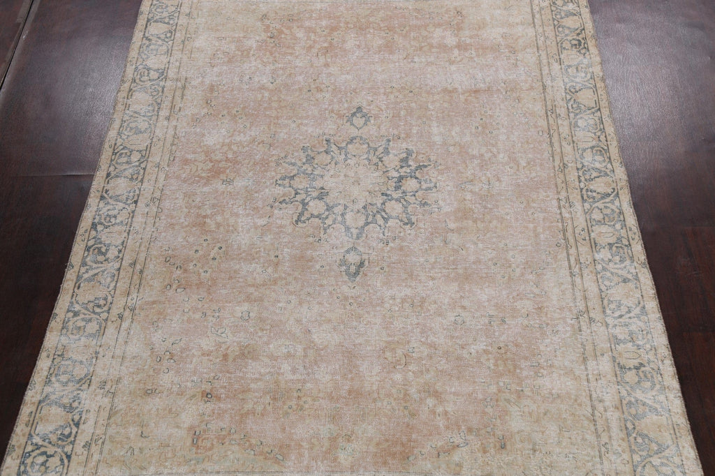 Muted Distressed Kerman Persian Area Rug 8x11