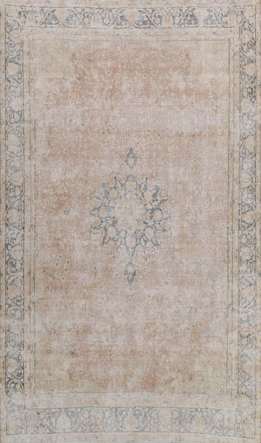 Muted Distressed Kerman Persian Area Rug 8x11