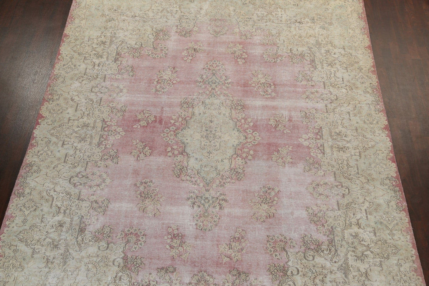 Muted Distressed Kerman Persian Area Rug 10x13