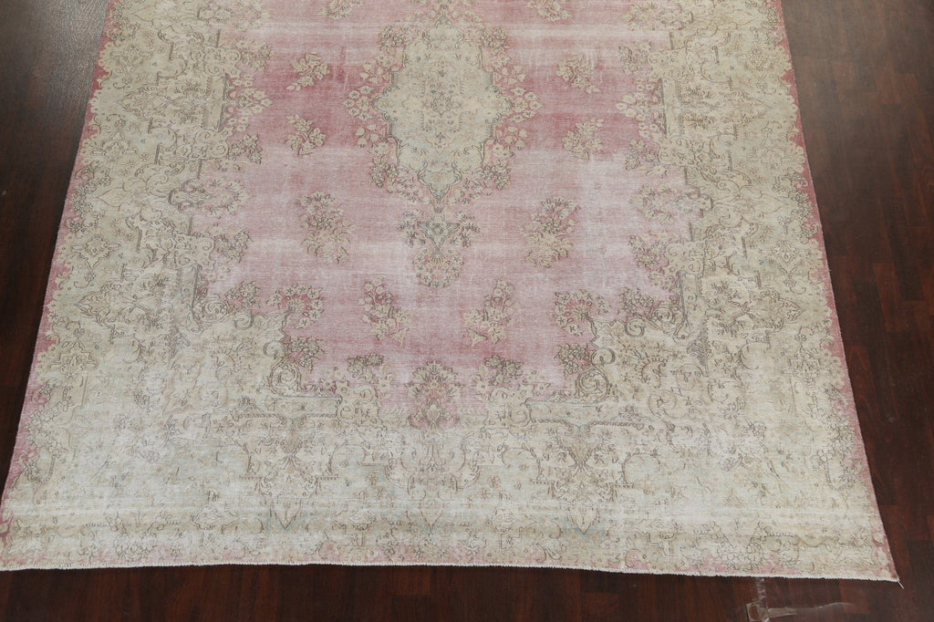 Muted Distressed Kerman Persian Area Rug 10x13