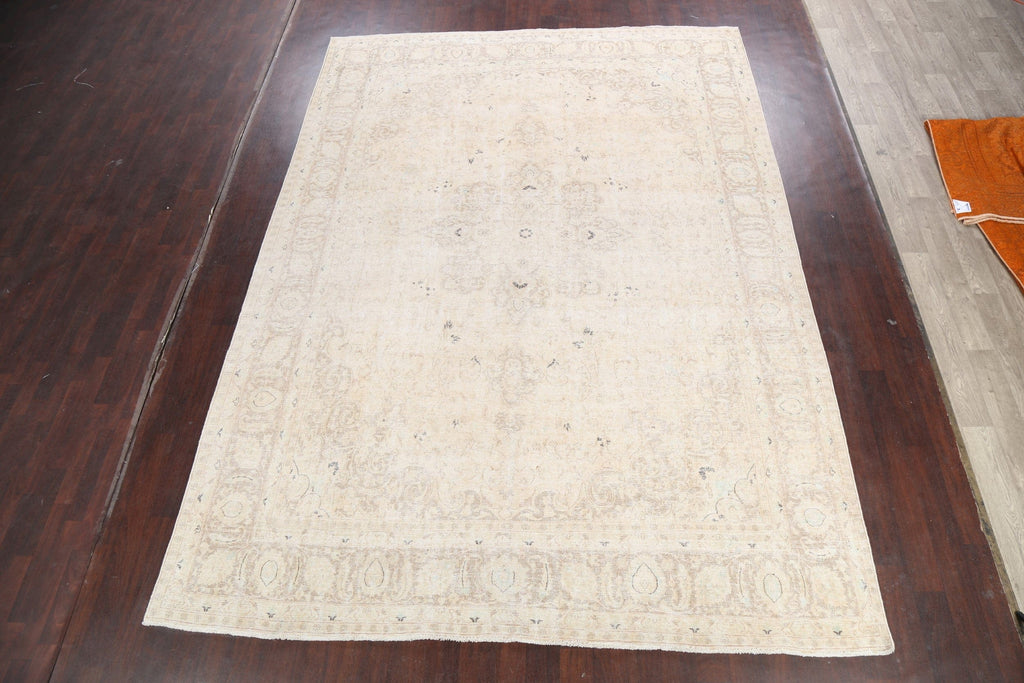 Muted Distressed Tabriz Persian Area Rug 9x13